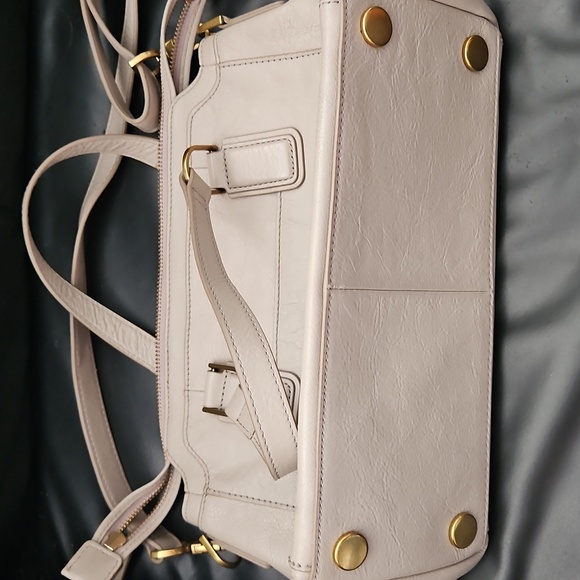 Fossil Jaqueline Satchel/Shoulder Light Gray 100% Leather Brass Hardware Zipper - Picture 17 of 17